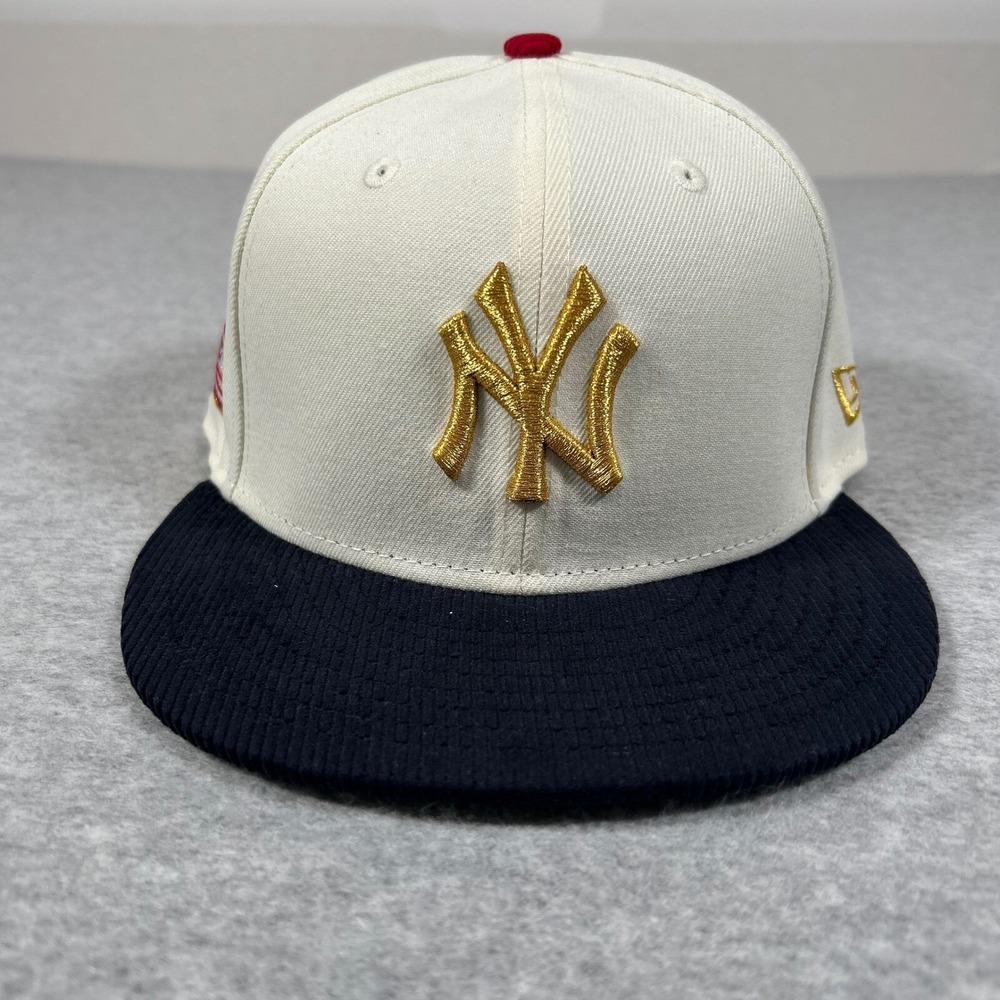 New Era NY Yankees Hat 7 1/2 Cream 59Fifty Fitted MLB New York Corduroy Brim NEW - Picture 2 of 7